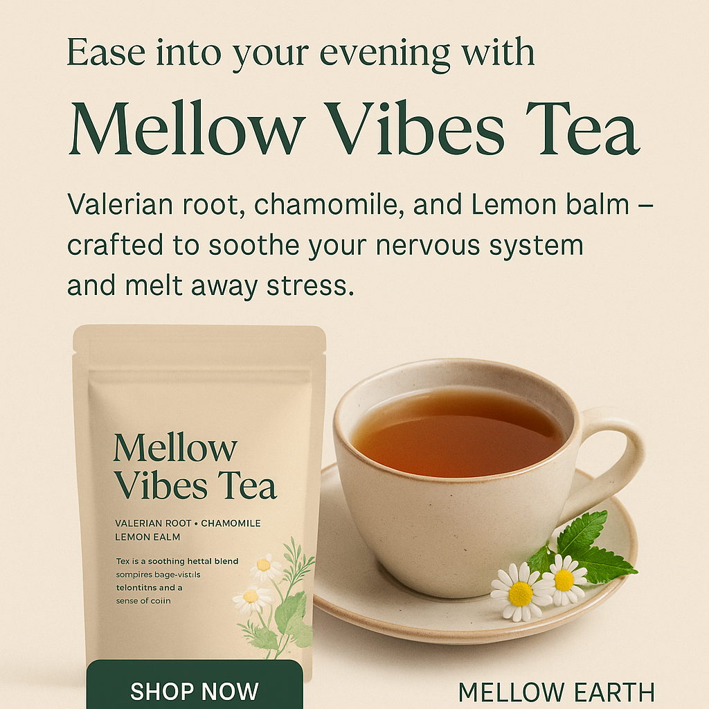 Mellow Vibes Tea

Loose Leaf Herbal Tea | Lemon Balm • Chamomile • Valerian Root
Calm your nerves. Reclaim your peace.